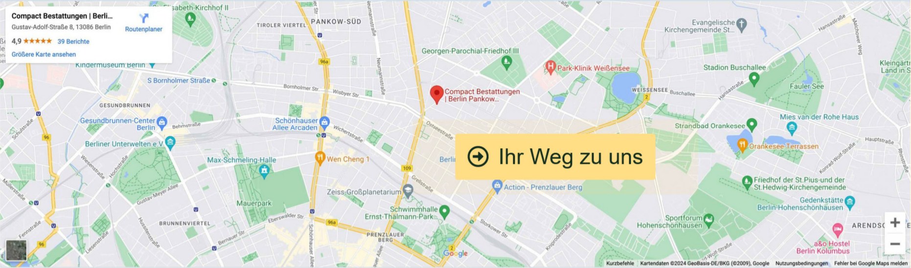 Karte: Compact Bestattungen, Gustav-Adolf-Str. 8, 13086 Berlin